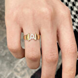 Altın Yeni Tasarım Taşlı A Harfli Yüzük