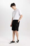 DeFacto Relax Fit Kargo Cepli Bermuda Şort B7639AX24SMBK81