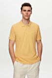 Ds Damat Regular Fit Açık Sarı Pike Dokulu %100 Pamuk Kıvrılmaz Polo Yaka Nakışlı T-Shirt 4HC14ORT51000