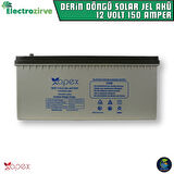 ELECTROZİRVE APEX 12V 200 Ah Solar Jel Akü - 12 Volt 200 Amper Solar Jel Akü