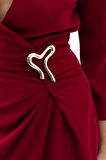Kadın Bordo Aksesuar Detay Midi Elbise