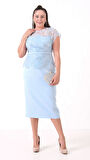 Kadın Bebe Mavi Dantelli Midi Abiye Elbise