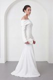 Kadın Beyaz Kayık Yaka Uzun Kol Söz Nişan Nikah Abiye Elbise