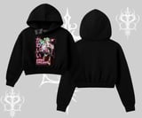 Kapşonlu Crop Sweatshirt Anime Kawaii Japon Kız Desenli