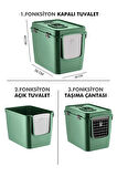 XL 3 Fonksiyonlu Premium Kapalı Kedi Tuvaleti ve Taşıma Çantası 56 x 40 x 43 Cm YEŞİL