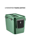 XL 3 Fonksiyonlu Premium Kapalı Kedi Tuvaleti ve Taşıma Çantası 56 x 40 x 43 Cm YEŞİL