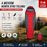 4 Mevsim Mumya Tip Uyku Tulumu -10°C Konforlu Kamp Uyku Tulumu Yıkanabilir KIRMIZI