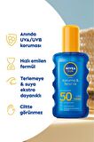 Nivea SUN Yüksek Koruma Güneş Spreyi 200ml, SPF50, Ferahlık, Terlemeye ve Suya Dayanıklı, UVA Koruması