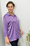 Kadın Lila Saten Gömlek