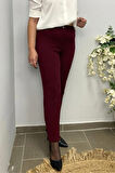 Dertsiz Büyük Beden Bordo Toparlayıcı Kumaş Pantolon