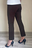 Dertsiz Büyük Beden Koyu Kahve Toparlayıcı Kumaş Pantolon