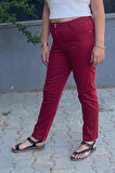 Kadın Kırmızı Boru Paça Pantolon