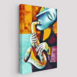 Saksafon Çalan Sürreal Müsizyen Dekoratif Duvar Tablosu-6423