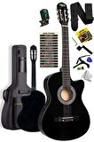 Midex CG-390BK-XBAG Siyah Klasik Gitar 4/4 Sap Ayarlı Kesik Kasa Full Set (Çanta Tuner Askı Capo Metod Pena)