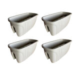 SY-5710 Opal Balkon Küpeşte Saksı 15 Litre Kirli Beyaz 4 Adet