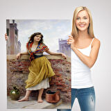 The Watercarrier Eugene de Blaas Su Taşıyan Kız Tablosu-6435