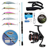 YekOutdoor Okuma Profesyonel LRF/Spin Seti Okuma Fuel Spin 2,74 cm 7-30 gr 2 Parça Spin Kamışı&Okuma Ceymar HD CHD-2500A Matt Black 7+1BB Olta Makinesi
