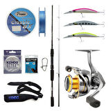 YekOutdoor Okuma Spin Olta Seti Okuma Wave Power 8'0 2.44 cm 15-40 gr 2 Parça Spin Kamışı&Okuma Avenger AV-3000 (5,0,1) 6+1BB Olta Makinesi