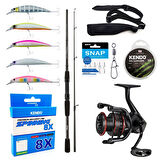 YekOutdoor Okuma Profesyonel Spin/LRF Seti Okuma Wave Power 8'0 2.44 cm 15-40 gr 2 Parça Spin Kamışı&Okuma Ceymar HD CHD-2500A Matt Black 7+1BB Olta Makinesi