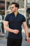 Erkek Hakim Yaka Dokuma Pamuklu Kumaş Kısa Kollu T-shirt