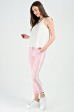Pantolon - Yani Seritli Bilekte Kalem Pantolon | Pnt19011 Pudra