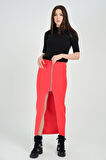Etek - Tek Paça Pantolon Görünümlü Etek | Etk31579 Kırmızı
