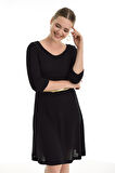 Havuz Yaka Kloş Elbise | Elb32173 Siyah