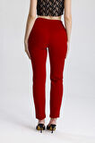 Süs Metal Fermuar Cepli Twin Krep Pantolon | PNT32348 Bordo