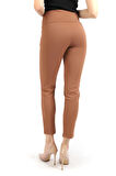Süs Metal Fermuar Cepli Twin Krep Pantolon | PNT32348 K. Vizon