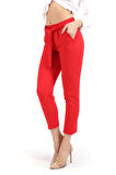 Beli Kusaklı Kumas Pantolon | Pnt19018 Kırmızı