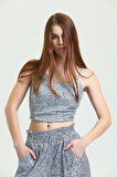 Astarli Croptop   Askili Bustiyer_Bus32491 Grı
