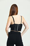 Astarli Croptop   Askili Bustiyer_Bus32491 Siyah