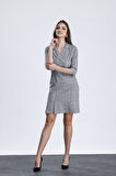 Elbise - Truvakar Kol Gömlek Yaka Elbise | Elb31671 Gri-Fujya