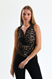 LEOPAR KRUVAZE BLUZ Leopar Desenli