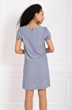 Sırtı Gizli Fermuarlı Kısa Kol Elbise | ELB32686 Lacıvert