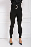 Kemerli  Scuba Krep Pantolon | PNT33395 Siyah