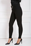 Kemerli  Scuba Krep Pantolon | PNT33395 Siyah