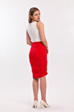 Büzgülü Scuba Krep Etek | Etk33535 Kırmızı