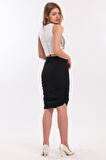 Büzgülü Scuba Krep Etek | Etk33535 Siyah