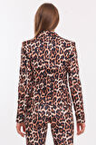 Leopar Desen Ceket | Ckt31787YN Siyah Ekru Kahve Leopar