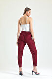 Beli Ve Paçaları Lastikli Süet Pantolon | PNT33895 Bordo