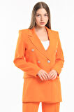 İçi Astarlı  Hürrem Kumaş Oversize Blazer Ceket | Ckt34236 Oranj