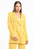 İçi Astarlı  Hürrem Kumaş Oversize Blazer Ceket | Ckt34236 Sarı