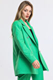 İçi Astarlı  Hürrem Kumaş Oversize Blazer Ceket | Ckt34236 Yesıl
