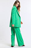 İçi Astarlı  Hürrem Kumaş Oversize Blazer Ceket | Ckt34236 Yesıl