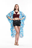 Şifon Plaj Kimono | ELB33597 LALE DES.MAVİ