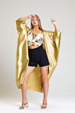Şifon Plaj Kimono | ELB33597 Gold Saten