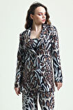 İci Astarlı Leopar Desenli Abiye Pul payet Ceket | CKT34264 Kaplan