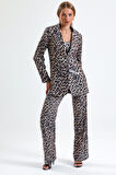 İci Astarlı Leopar Desenli Abiye Pul payet Ceket | CKT34264 Siyah Kahve Leopar