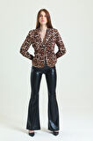 Leopar Desen Ceket | Ckt31787YN Siyah Kahve Leopar